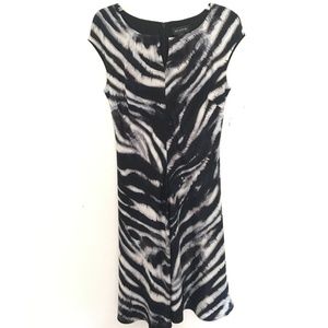 Silk Blend St. John Dress Cap Sleeve Zebra Print